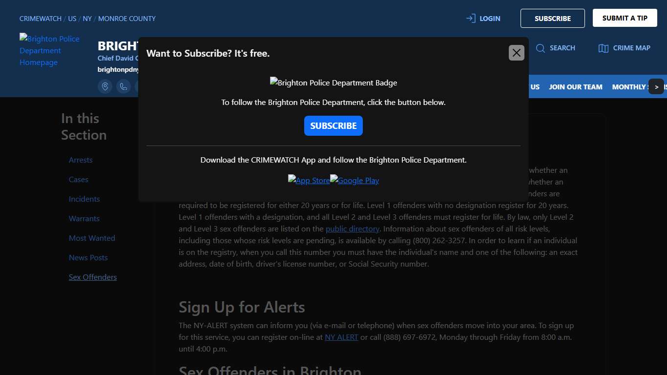 Sex Offenders Brighton Police Department