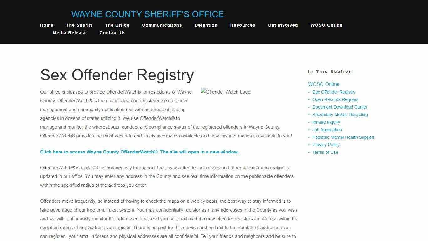 Sex Offender Registry Wayne County Sheriffs Office Wayne County Ga - Wayne County Sheriff's Offce